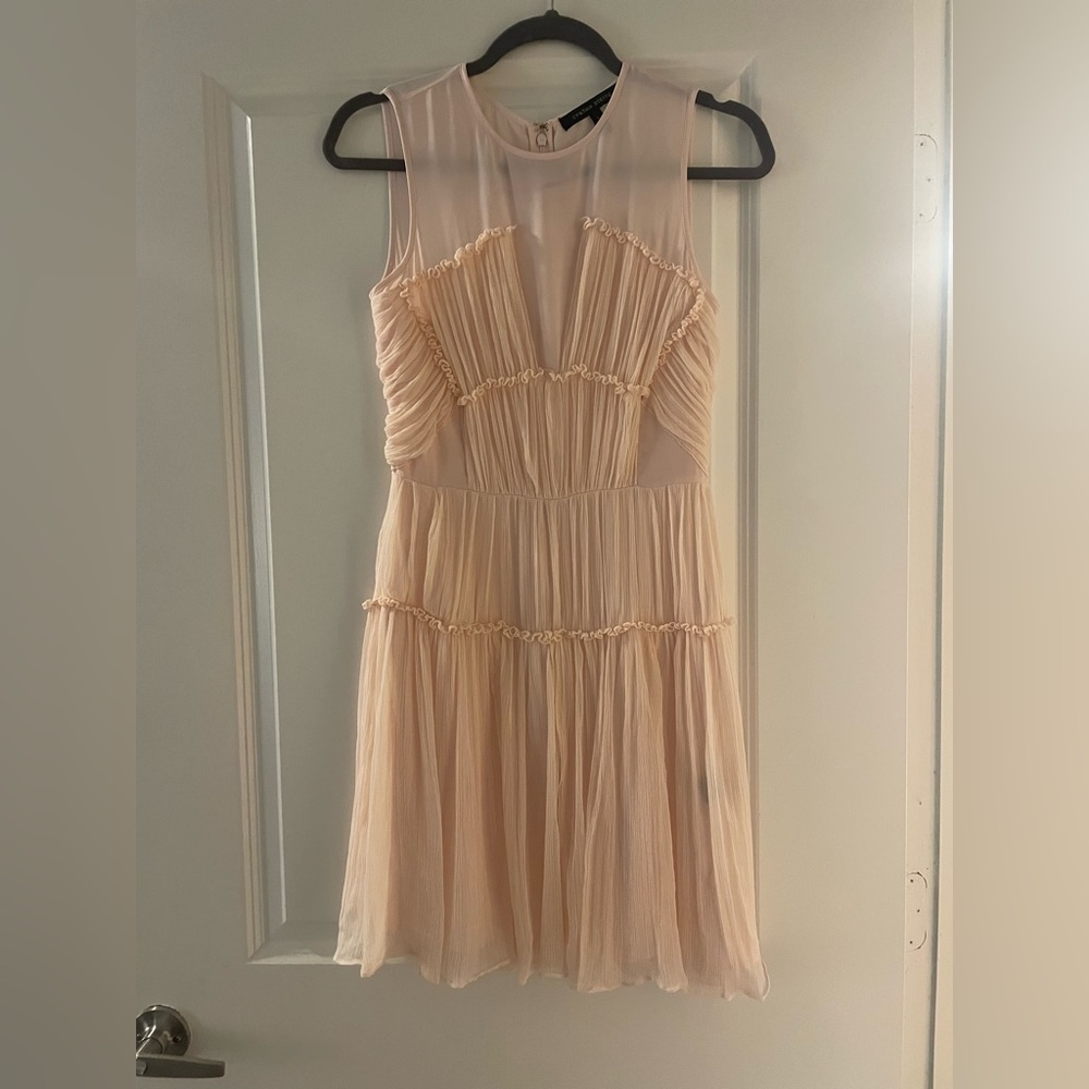 Cynthia Steffe Light Pink Gauzy 100%‎ Silk Mini Dress Ruched Detailing Size 2